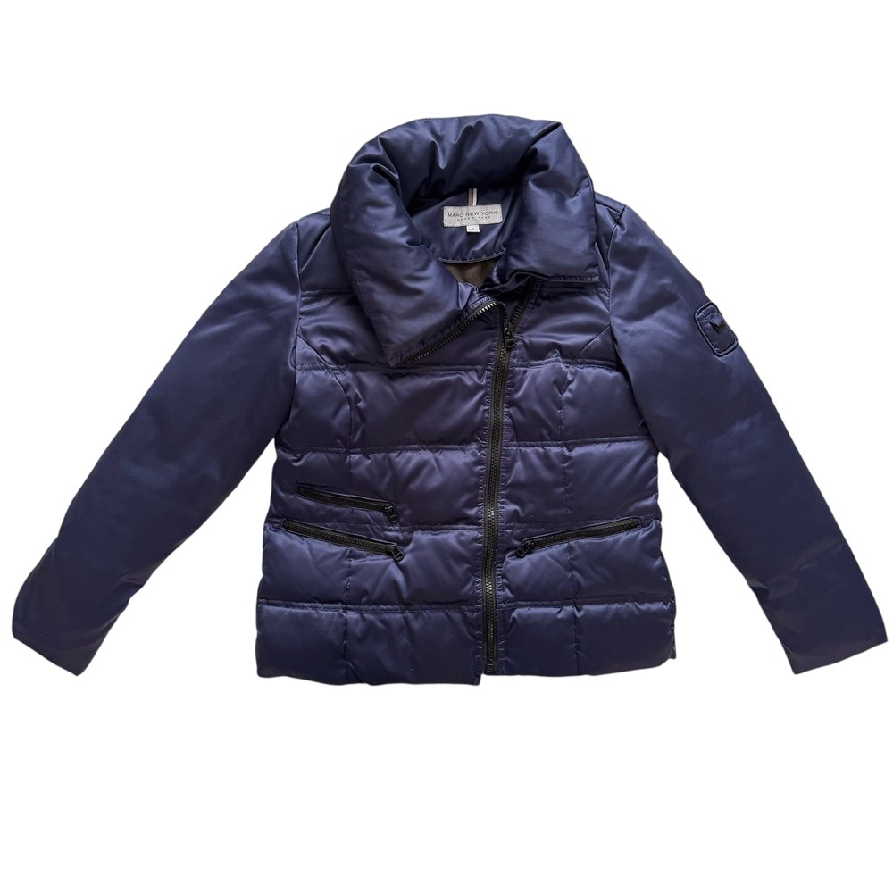 Marc New York Andrew Marc Womens Blue Puffer Jacket‎ Down Fill Sz L Warm Coat